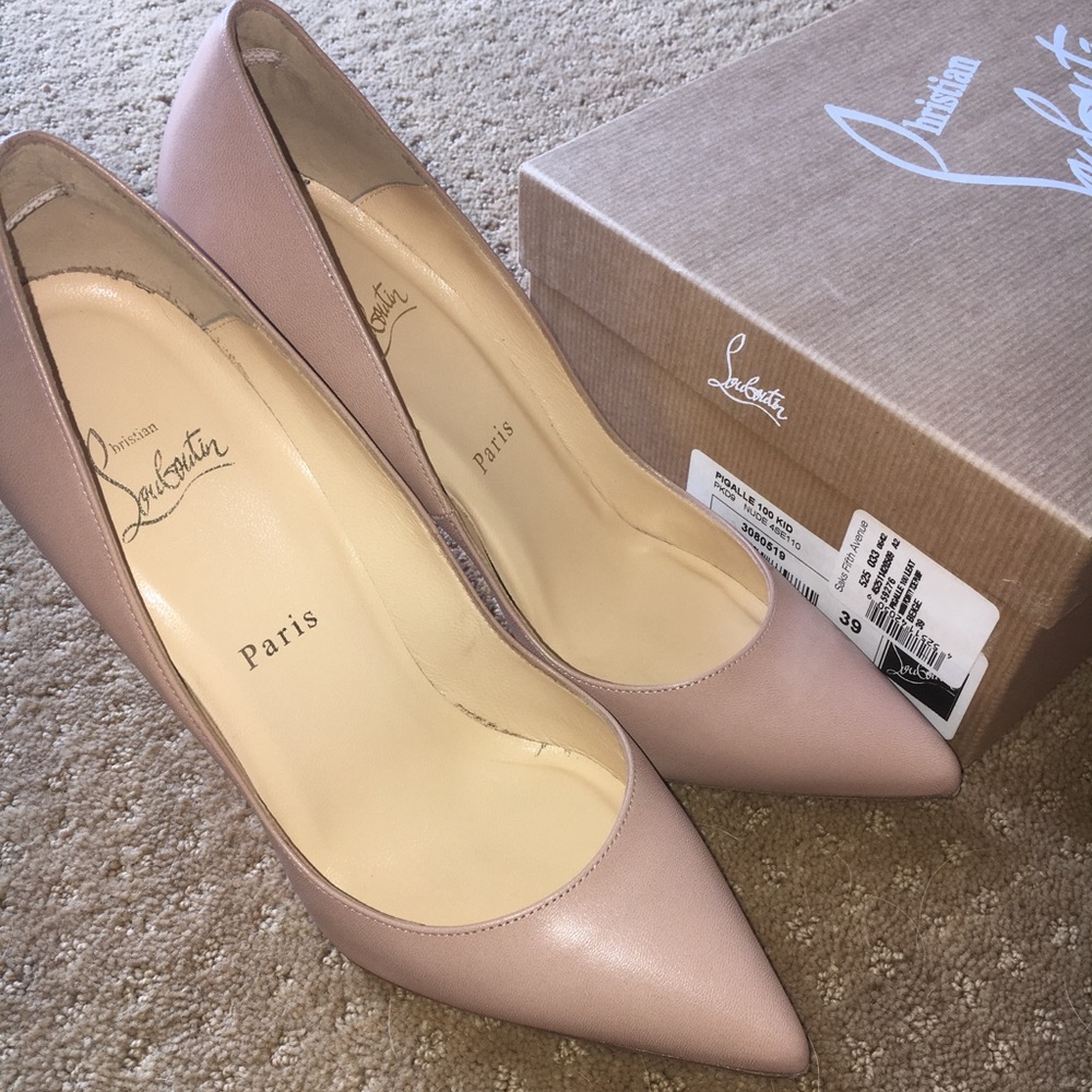 Worn once! Christian Louboutin nude colored heels